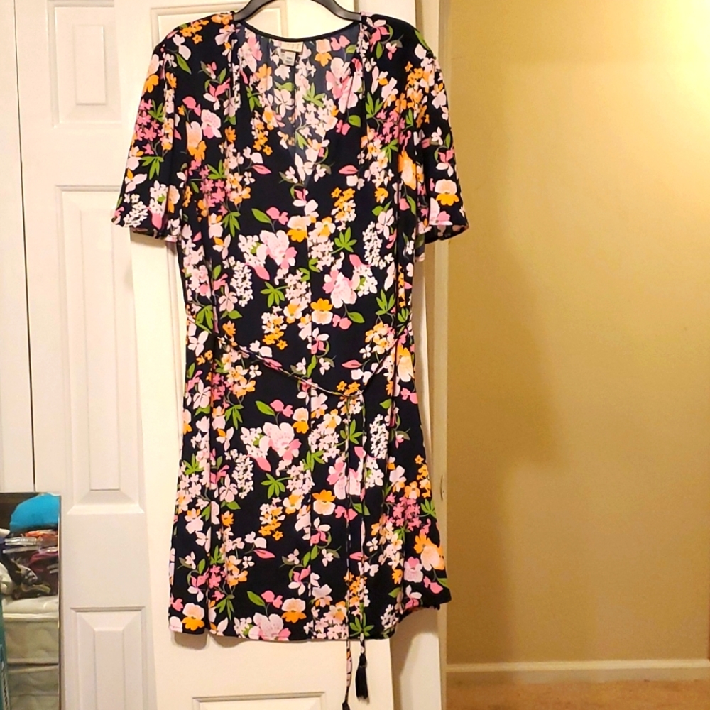A NEW DAY Floral Dress with tie Sash XXL